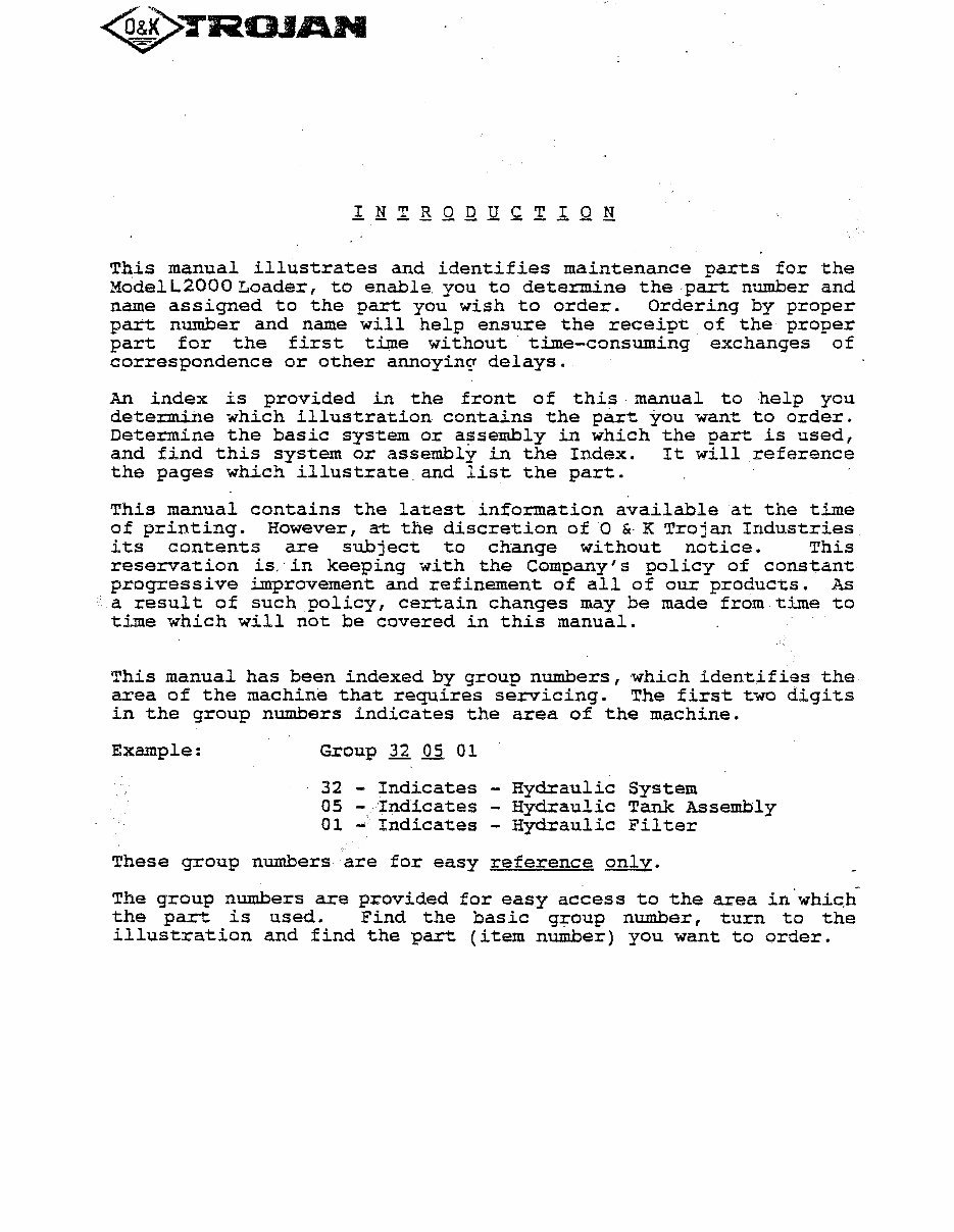 TROJAN LOADERS L2000-TB146 Parts Manual preview img 2