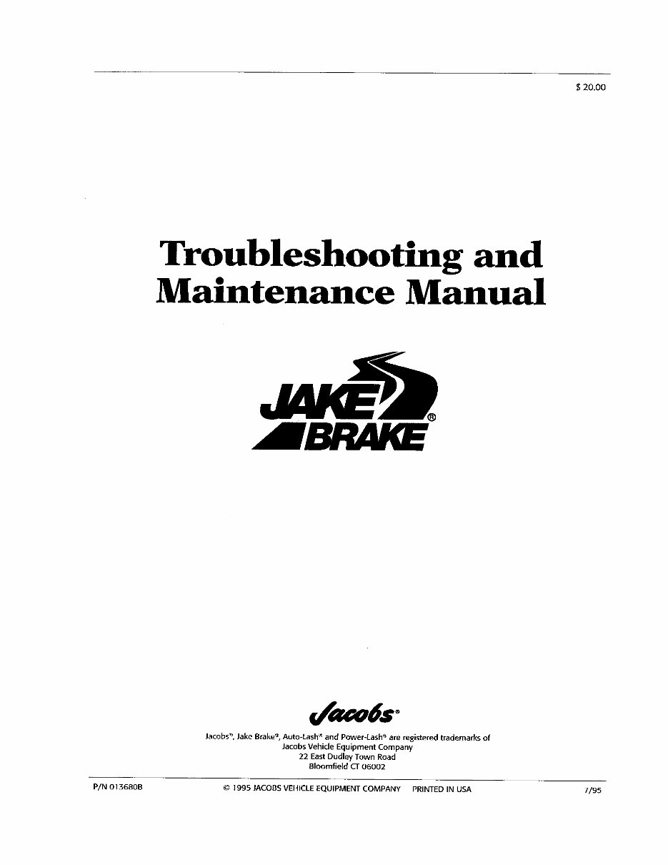 Jacobs Jake Brake Auto Power Lash Engine Brakes Maintenance Service Repair Manual # 1 preview img 1
