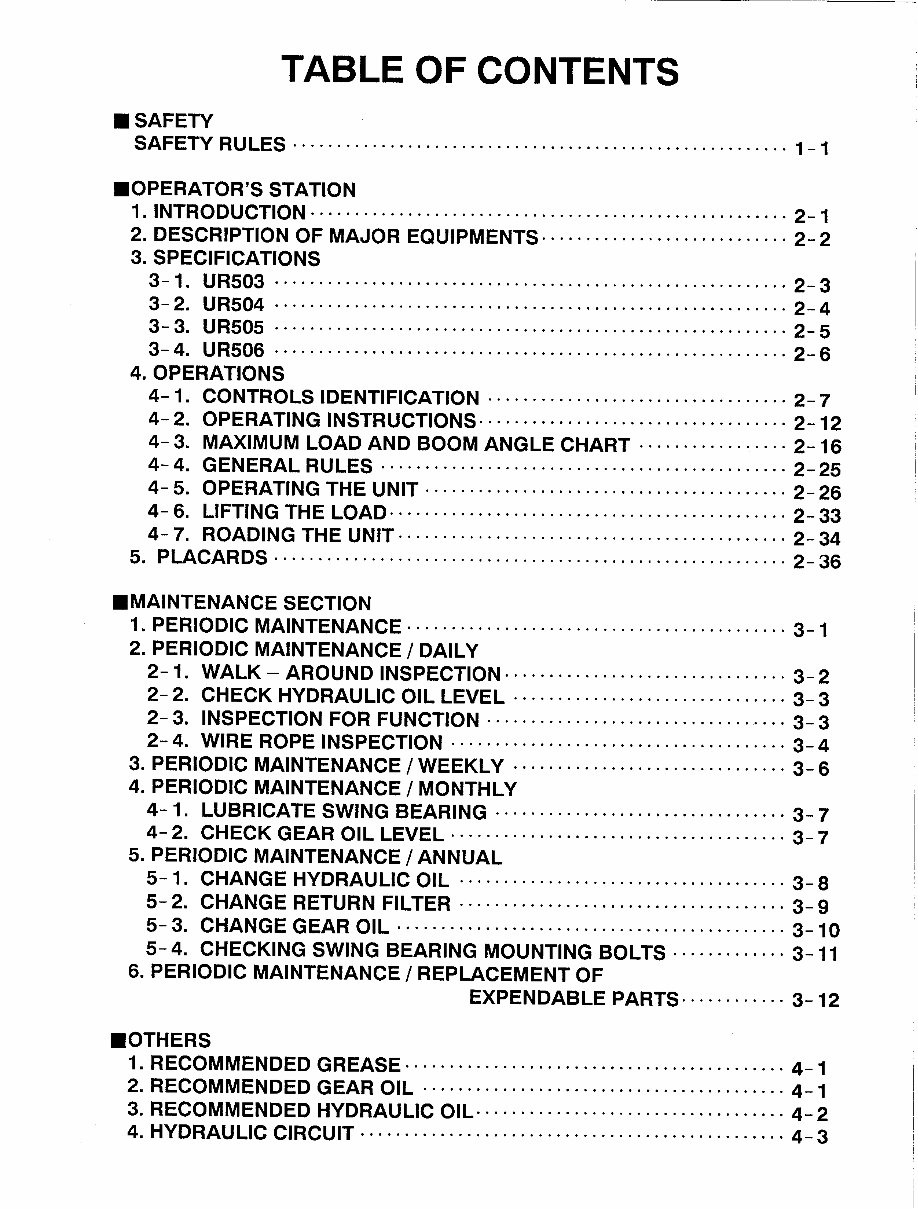 Furukawa Unic 500 Series Hydraulic Crane Operators Manual preview img 4