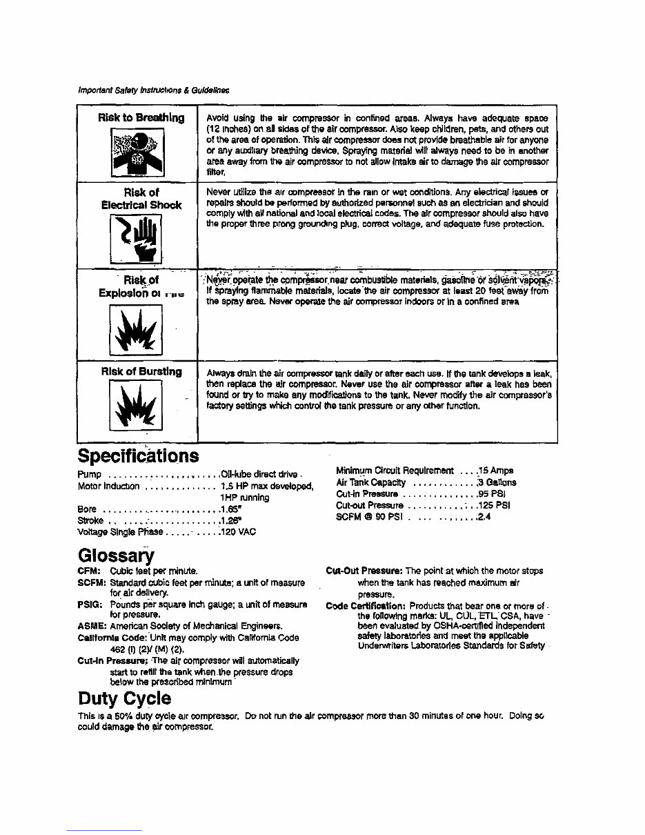 Craftsman 1HP 3-Gallon Oil Lubricated Air Compressor (Model 921.15310) Owners Manual preview img 4