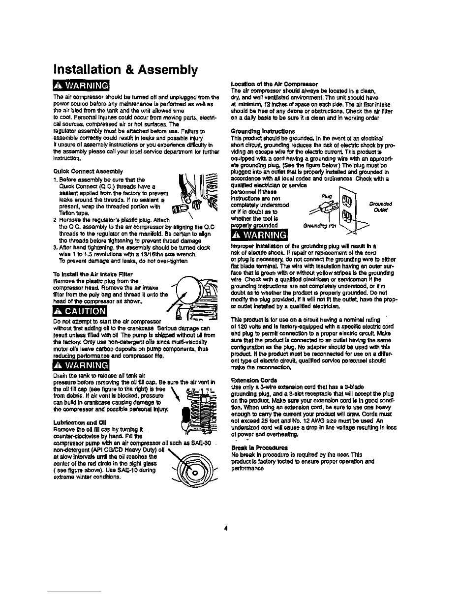 Craftsman 1HP 3-Gallon Oil Lubricated Air Compressor (Model 921.15310) Owners Manual preview img 6