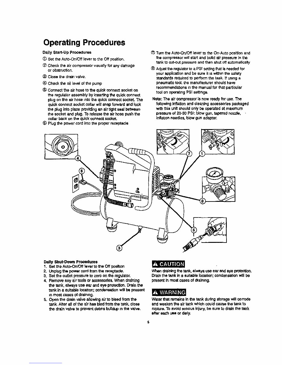Craftsman 1HP 3-Gallon Oil Lubricated Air Compressor (Model 921.15310) Owners Manual preview img 7