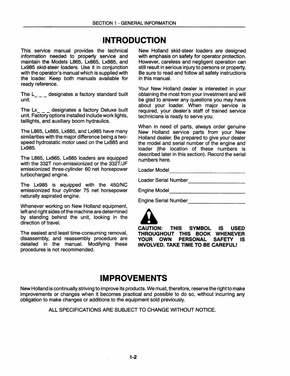 New Holland L865, LX865, LX885, LX985 Service Manual preview img 5