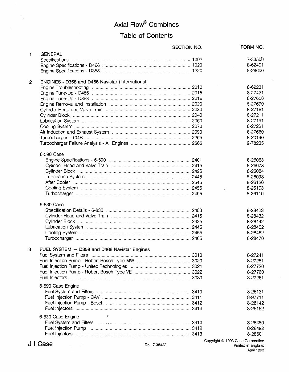 Case IH 1640, 1660, 1680 Service Manual preview img 1