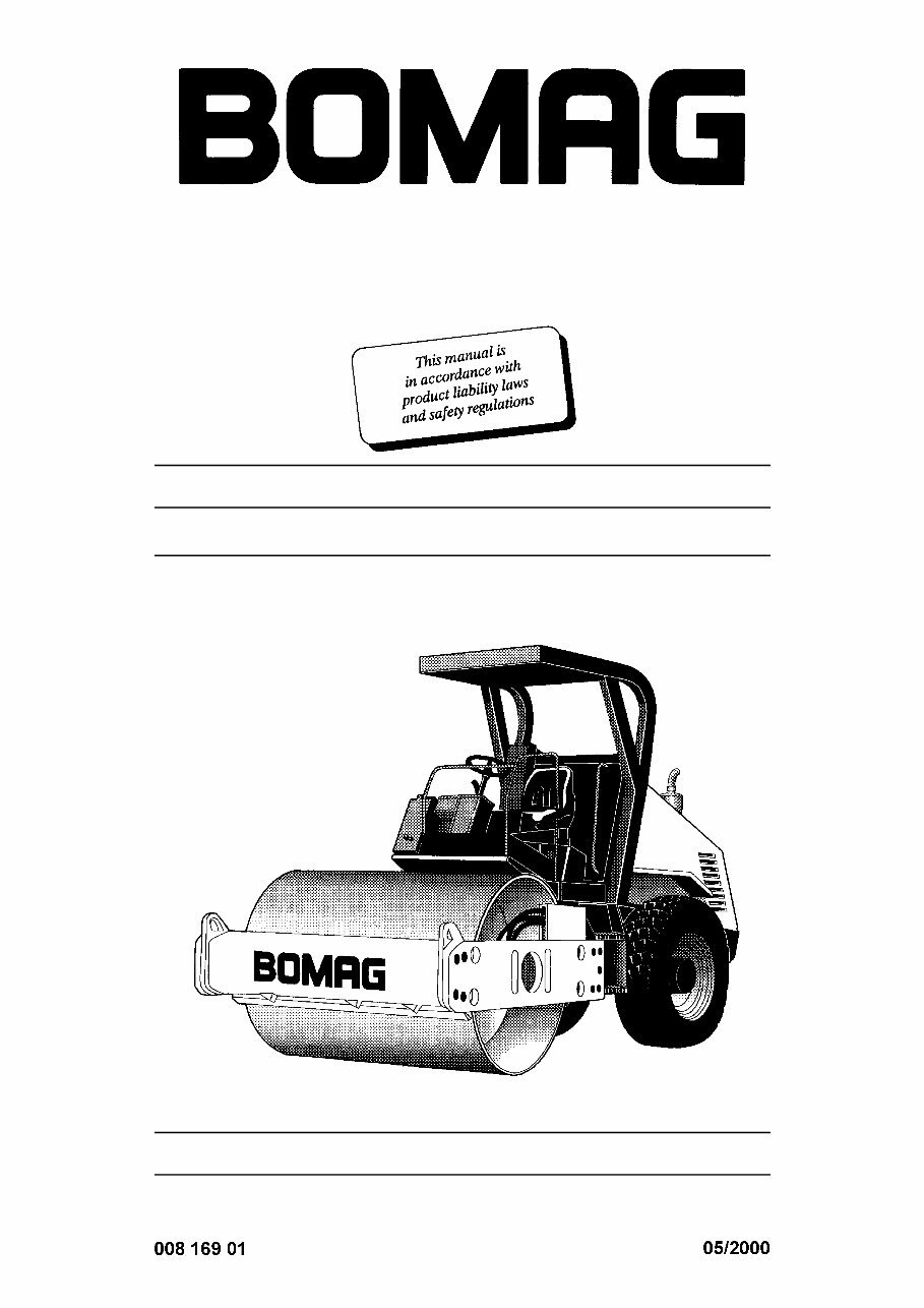 BOMAG Single Drum Roller BW156D-3 / BW156DH-3 / BW156PDH-3 / BW177D-3 / BW177DH-3 / BW177PDH-3 / BW177AD-3 Operation & MAINTENAN preview img 1