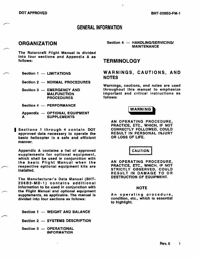 Bell Jet Ranger3 206 Rotorcraft Helicopter Flight Manual preview img 8