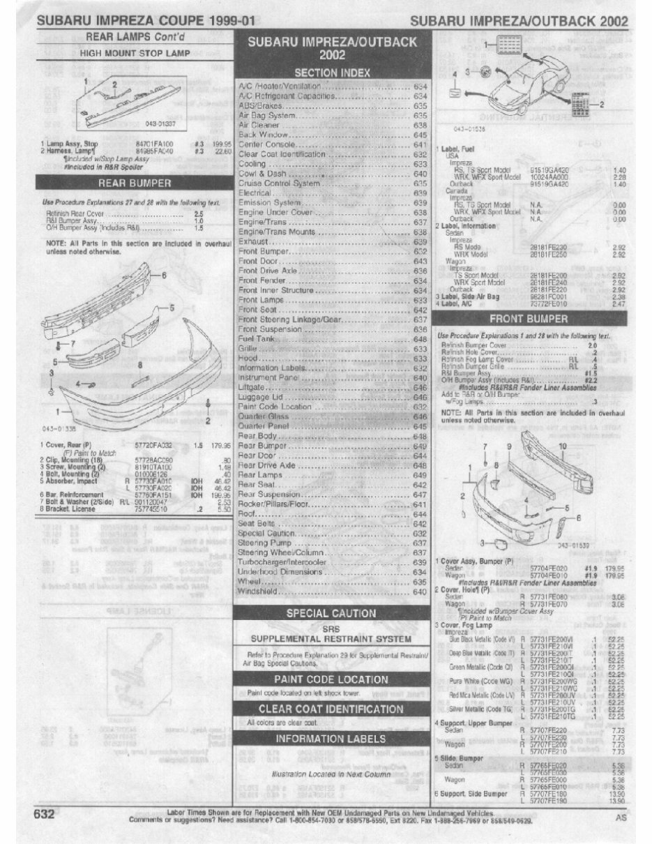 1993-2006 Subaru Impreza Parts List preview img 2