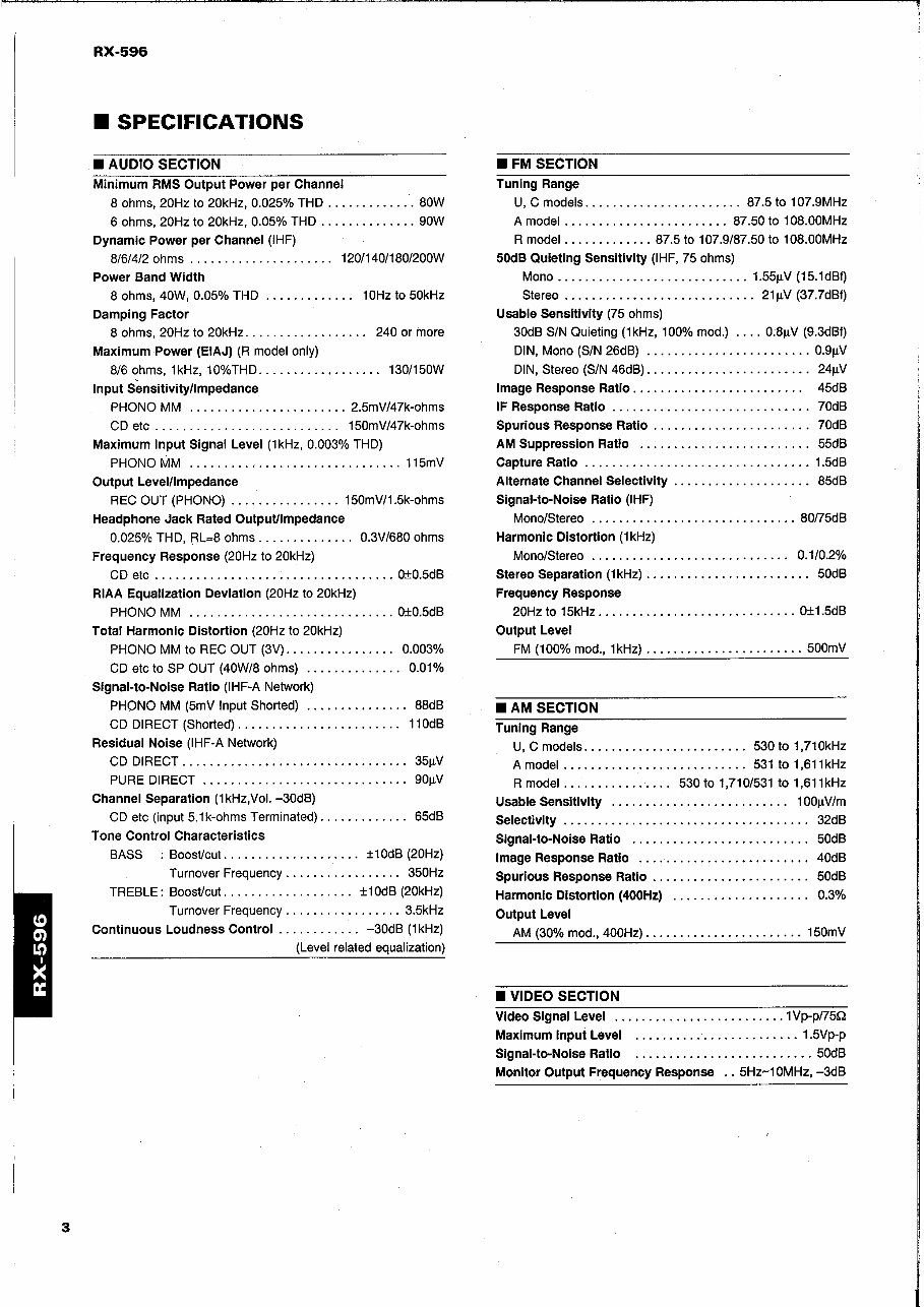 Yamaha RX-596 Stereo Receiver OEM Service & Repair Manual preview img 4
