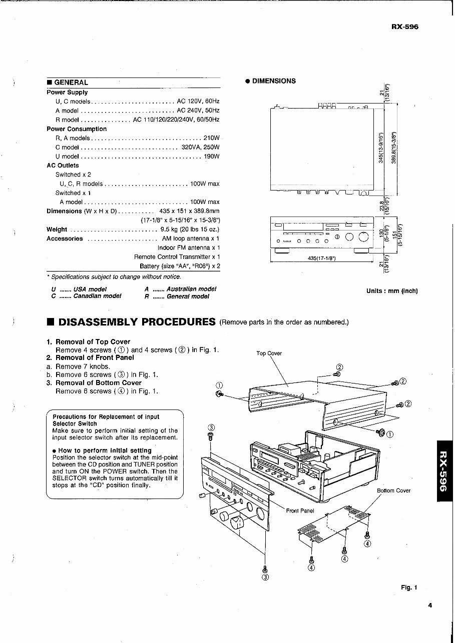 Yamaha RX-596 Stereo Receiver OEM Service & Repair Manual preview img 5