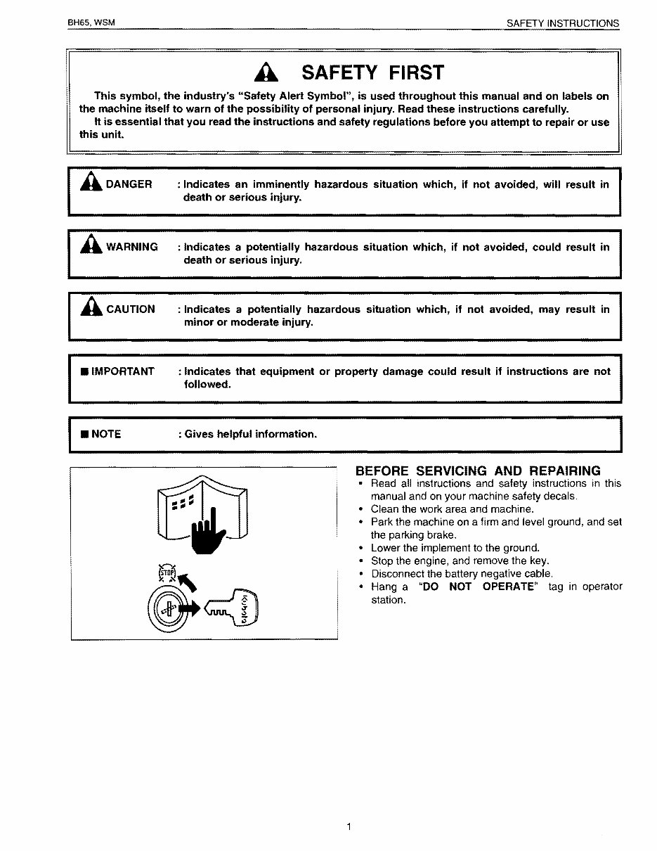 KUBOTA BH65 BACKHOE ATTACHMENT Workshop Service Manual preview img 1