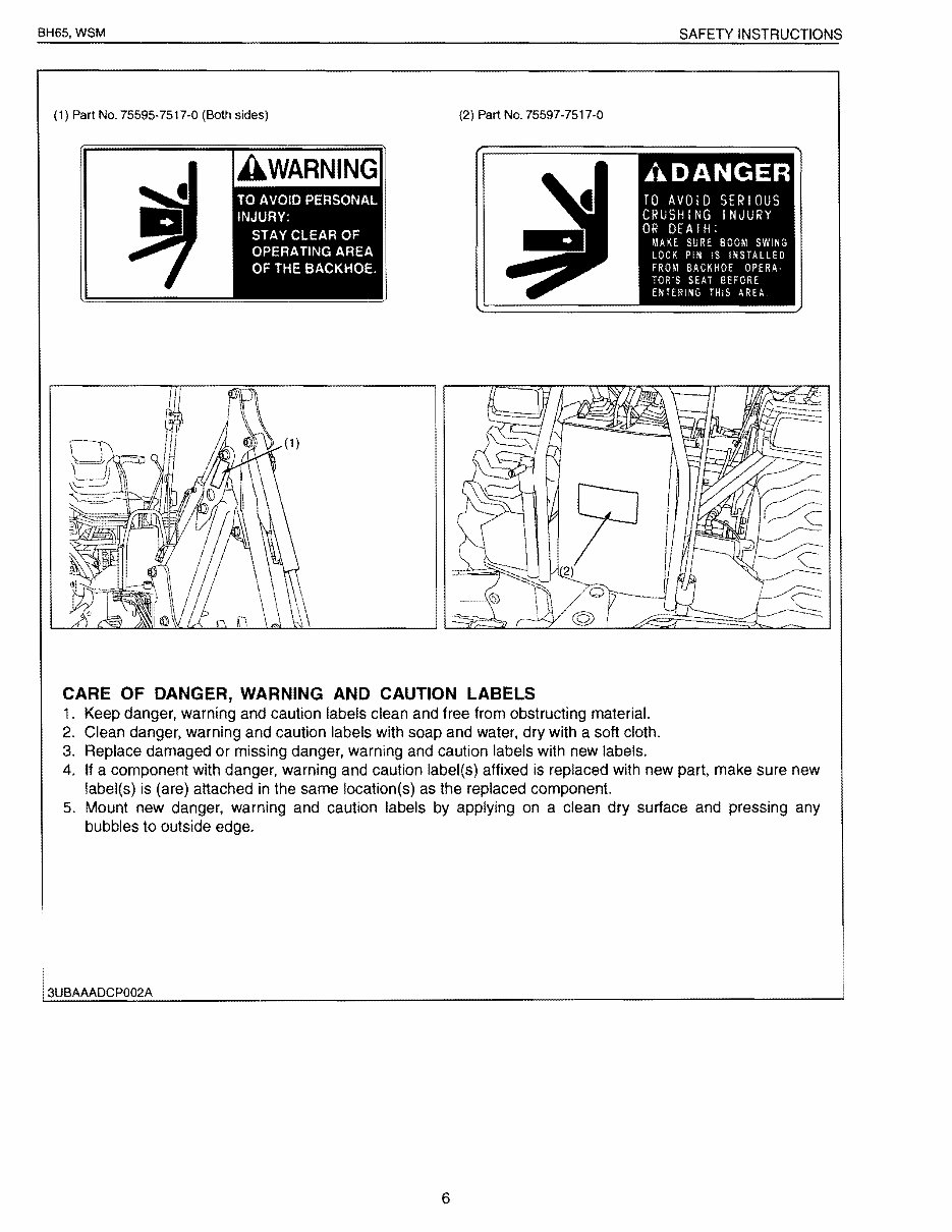 KUBOTA BH65 BACKHOE ATTACHMENT Workshop Service Manual preview img 6