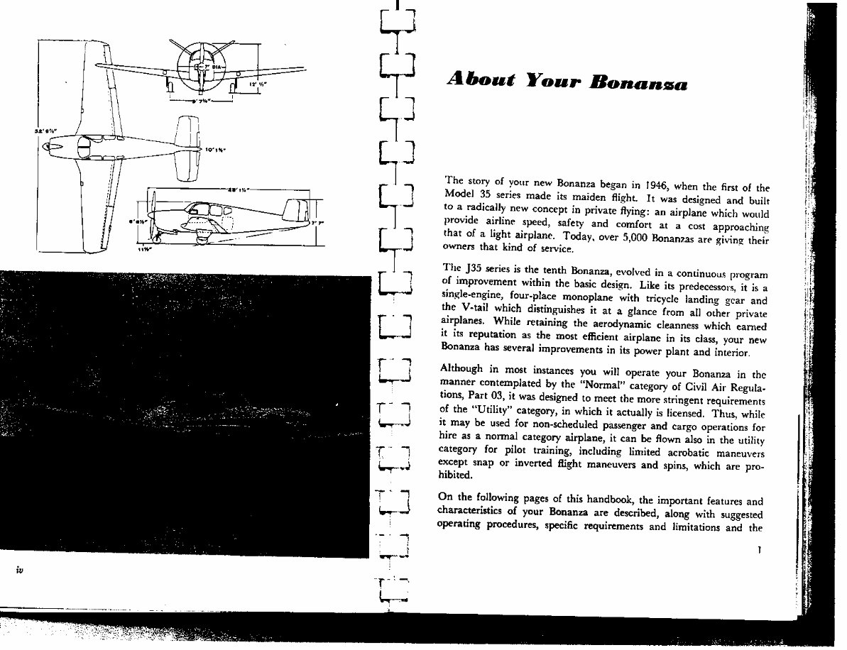 Beechcraft Bonanza J35 J-35 Owners Manual Handbook POH - preview img 6