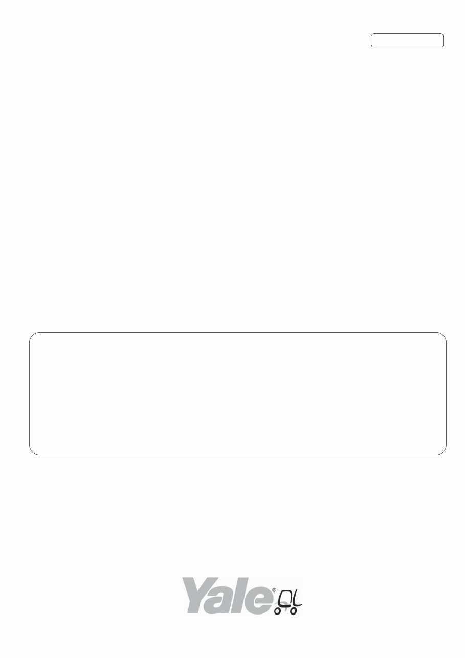 Yale (C849) MR14, MR14H, MR16, MR16H, MR20, MR20H, MR25, MR16N, MR20W Yale (E108) ERC20-30AGF Forklift Service Parts Catalogue M preview img 1