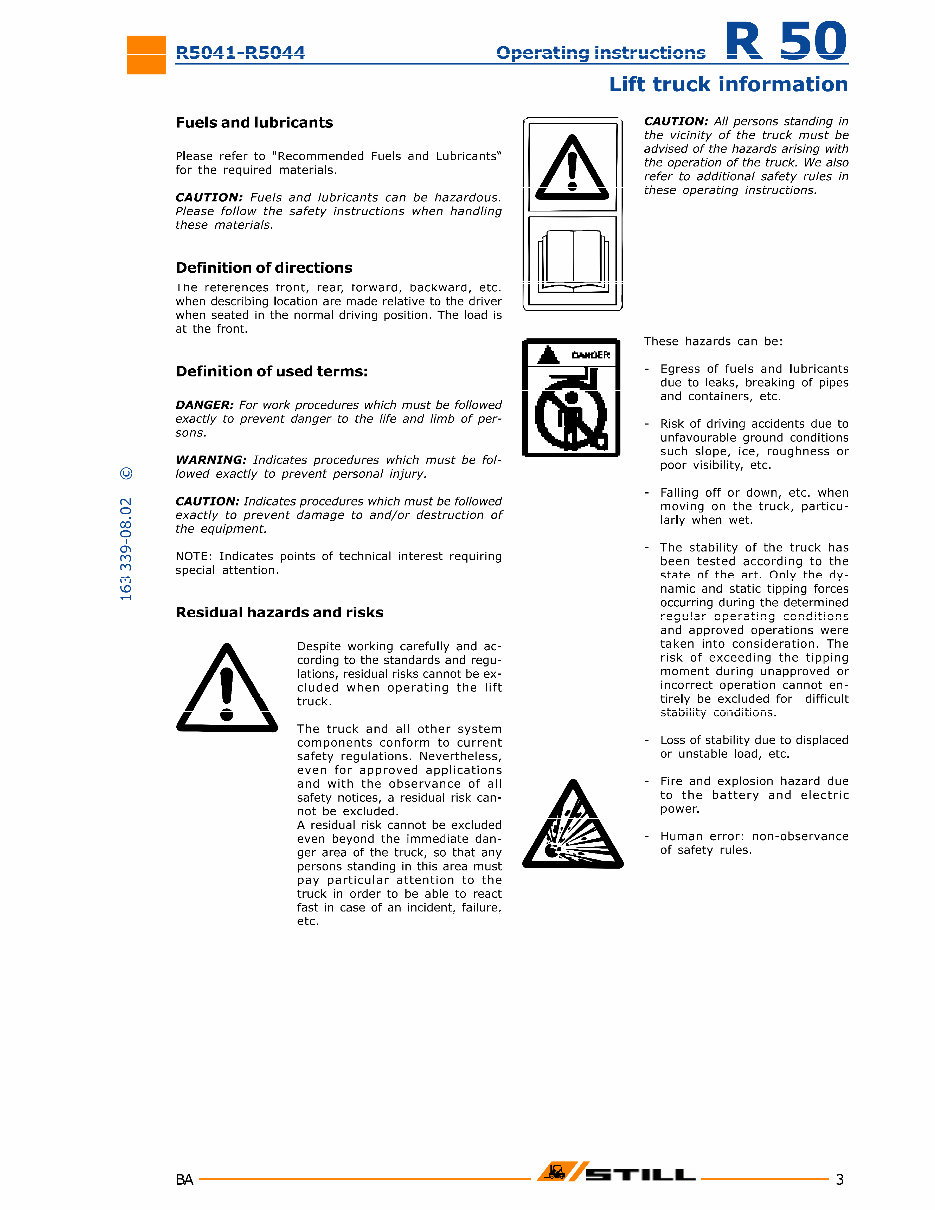 Still Electric Lift Truck Type R50-10, R50-12, R50-15: R5041, R5042, R5043, R5044 Operating and Maintenance Instructions preview img 9