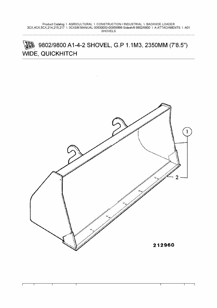 JCB 3CXSM Manual BACKHOE Loader Parts Catalog Manual (SER. NUMBER 00930000-00959999) preview img 2