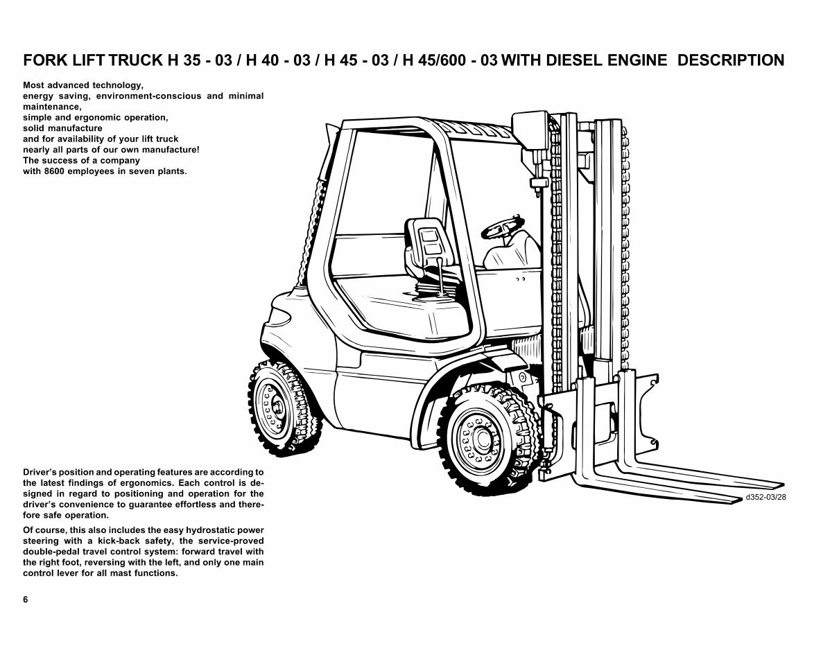 Linde Diesel Forklift Truck 352-03 Series: H35, H40, H45 Operating Manual (User Manual) preview img 5
