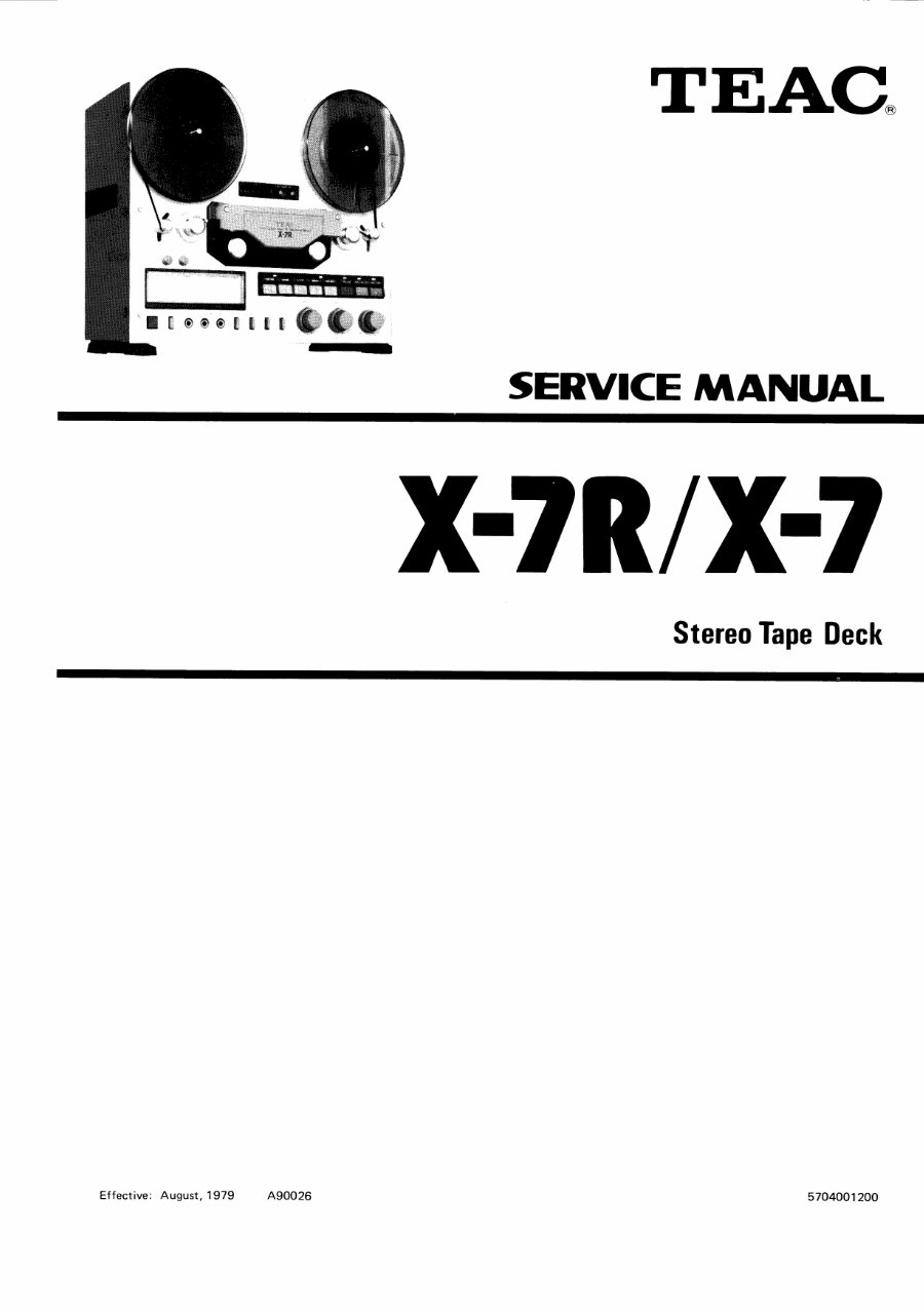 Teac X-10-R reel tape recorder Service Manual preview img 1