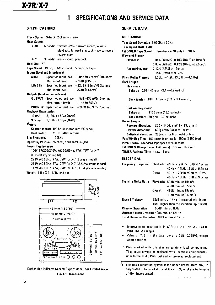 Teac X-10-R reel tape recorder Service Manual preview img 2