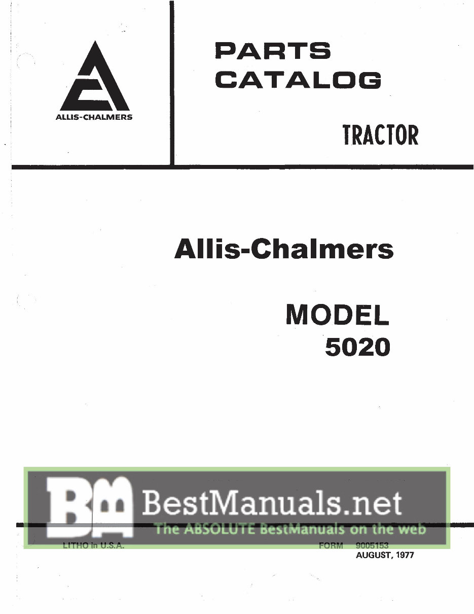 Allis Chalmers 5020 Tractor Illustrated Parts List Manual Catalog - preview img 1