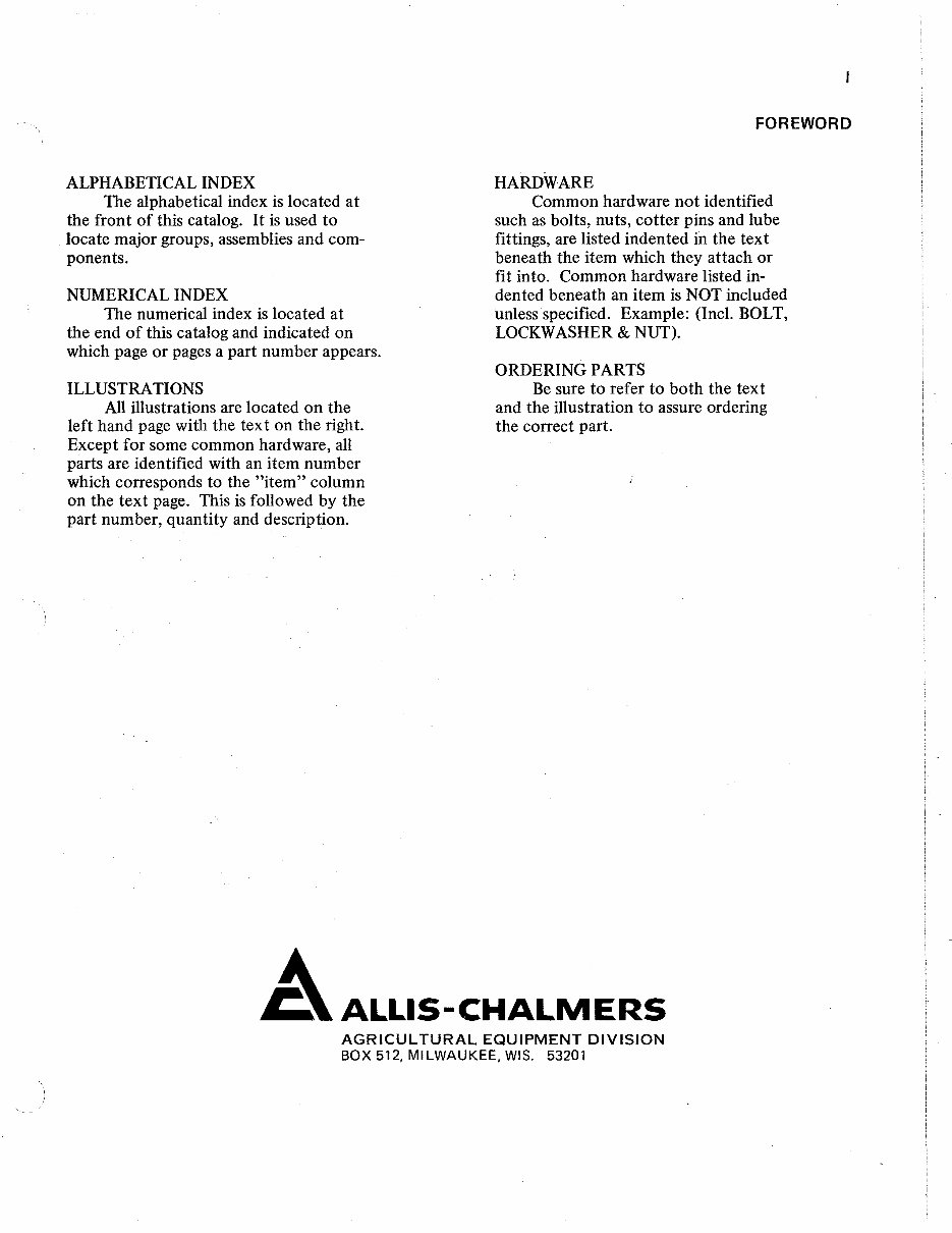Allis Chalmers 5020 Tractor Illustrated Parts List Manual Catalog - preview img 3
