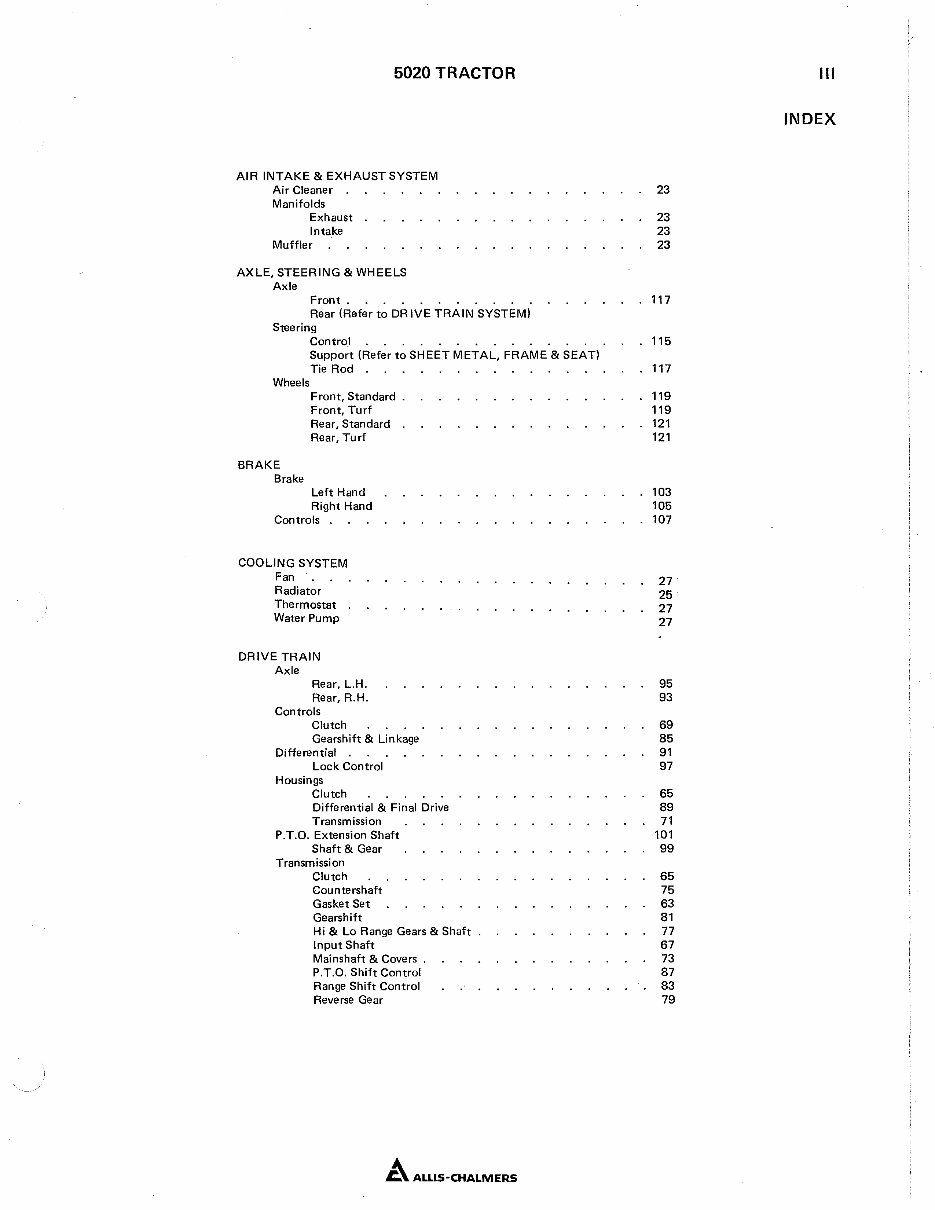 Allis Chalmers 5020 Tractor Illustrated Parts List Manual Catalog - preview img 5