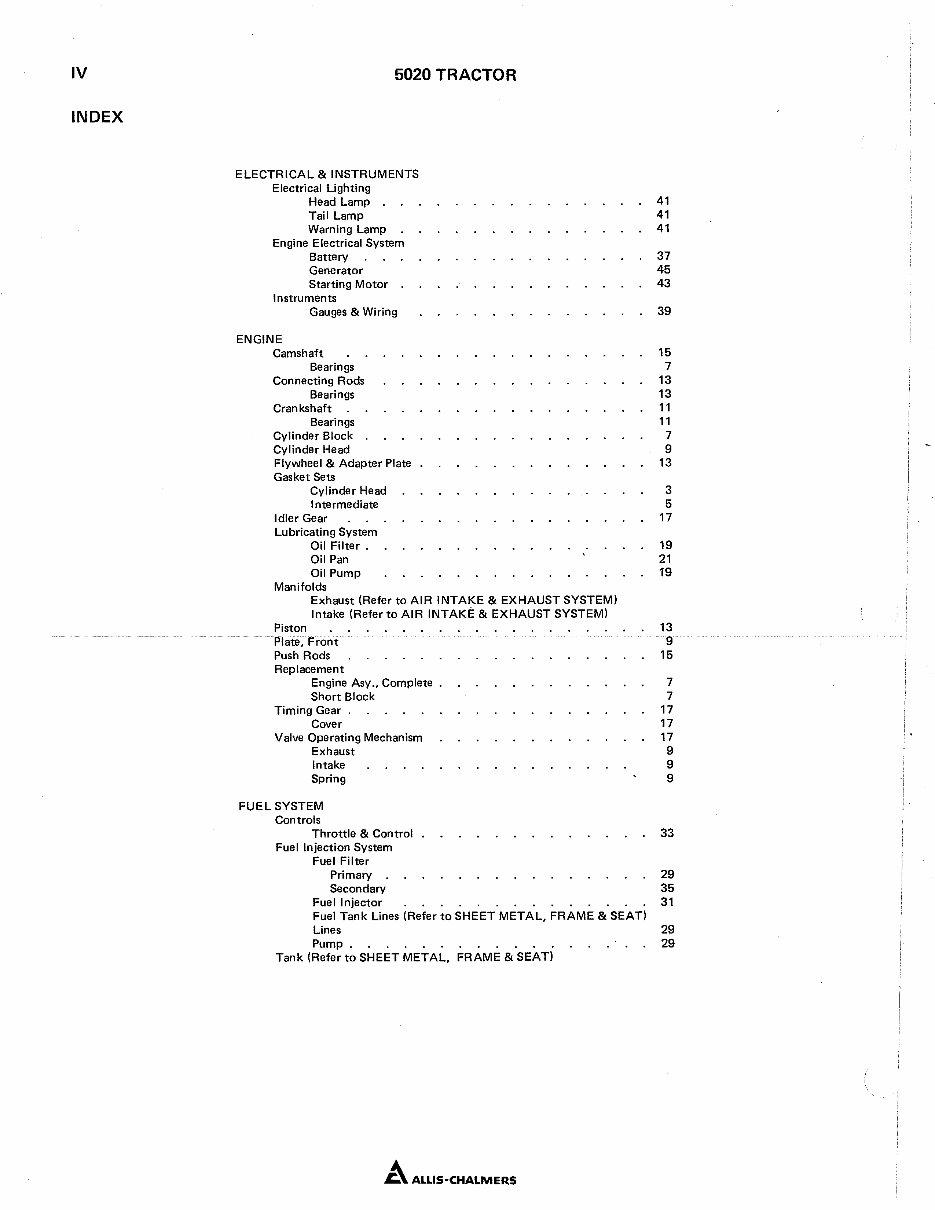 Allis Chalmers 5020 Tractor Illustrated Parts List Manual Catalog - preview img 6