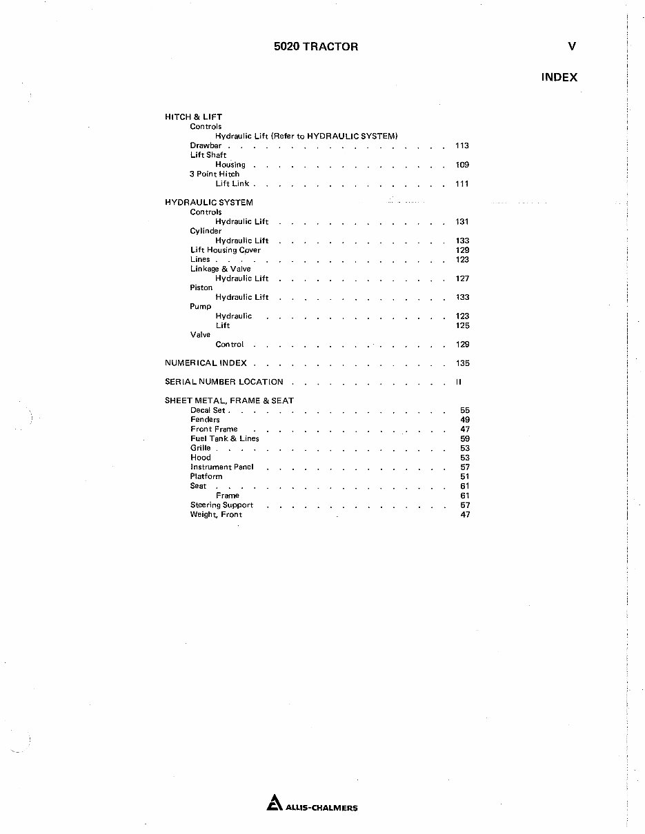 Allis Chalmers 5020 Tractor Illustrated Parts List Manual Catalog - preview img 7