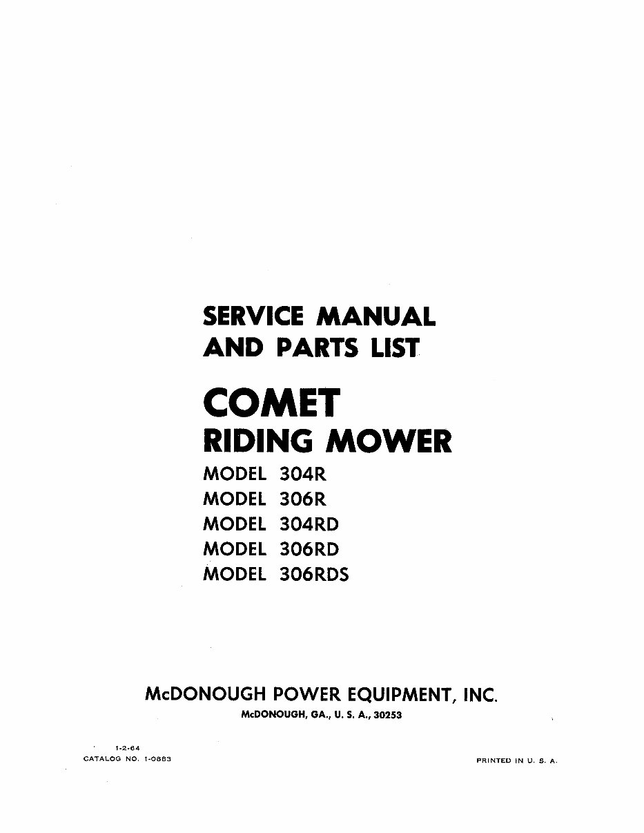 Snapper Comet 304R 306R 304RD 306RD 306RDS Service Parts Manual with exploded views preview img 1