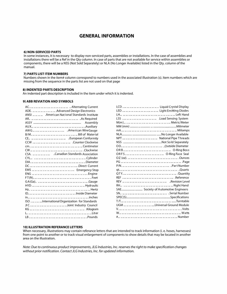 JLG Scissor Lifts 1930ES, 2030ES,2630ES, 2646ES&3246ES Global Illustrated Master Parts List Manual ! (P/N 312124 preview img 6