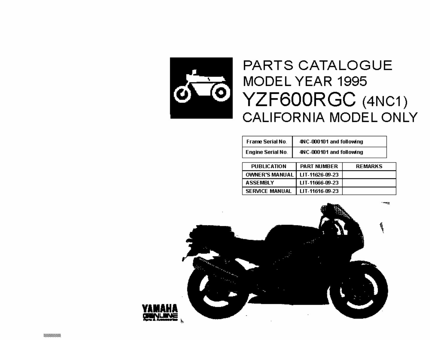 YAMAHA YZF600 Replacement Parts Manual 1995 preview img 1