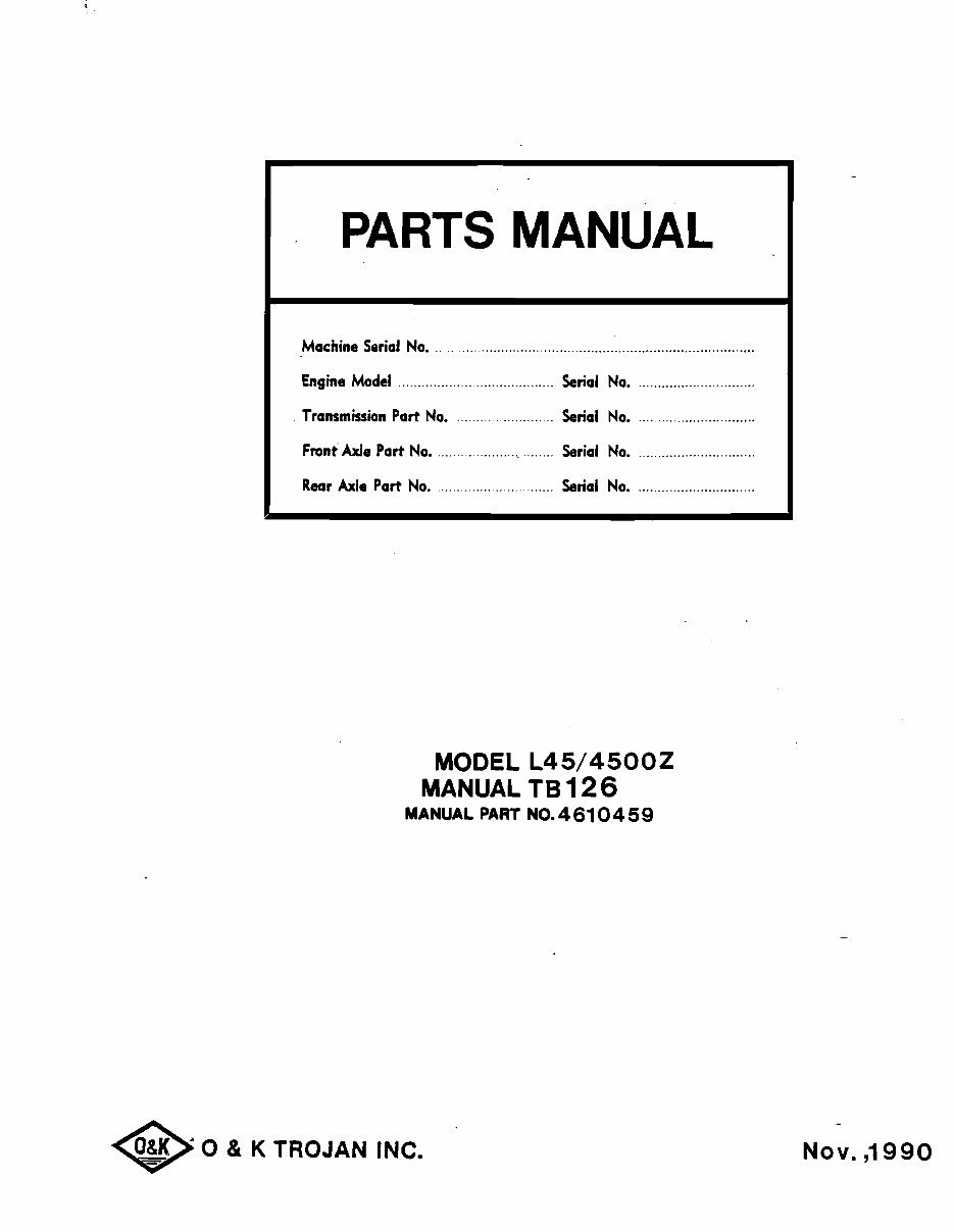 TROJAN LOADERS L45-4500Z-TB126 Parts Manual preview img 2