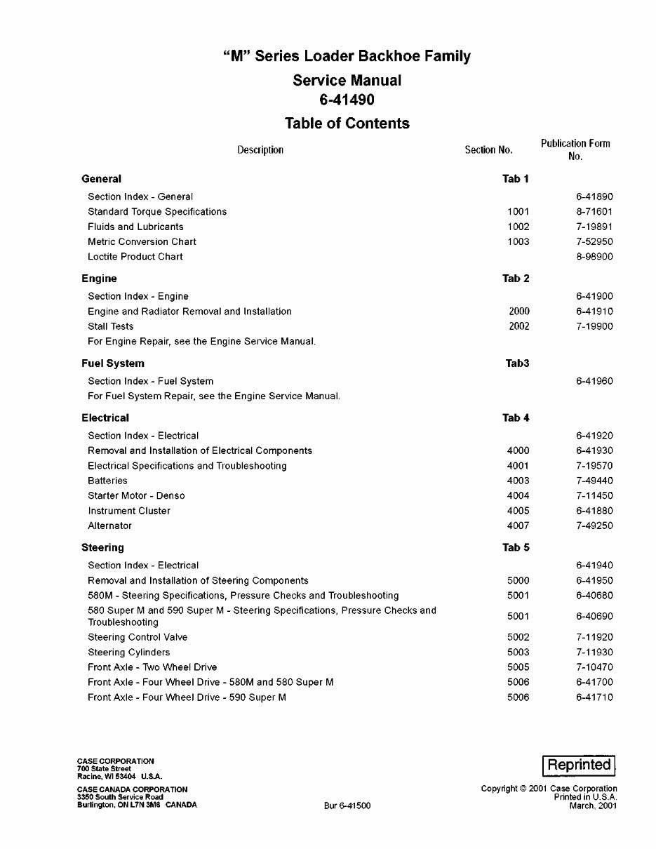 Case M Series Backhoe Loaders (580M/580 Super M/590 Super M) OEM Service & Repair Manual preview img 1