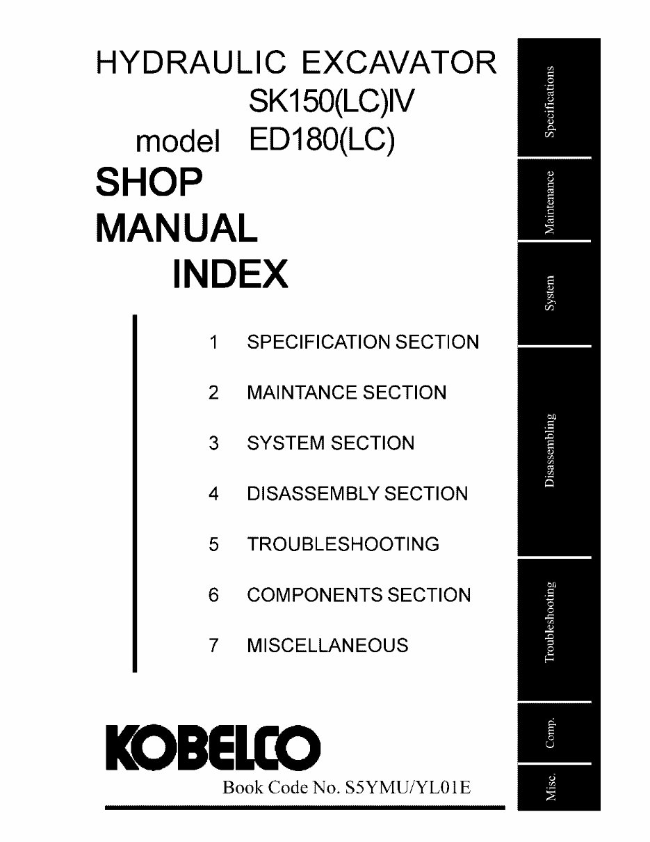 Kobelco ED180, SK150, SK150LC Service Manual preview img 2