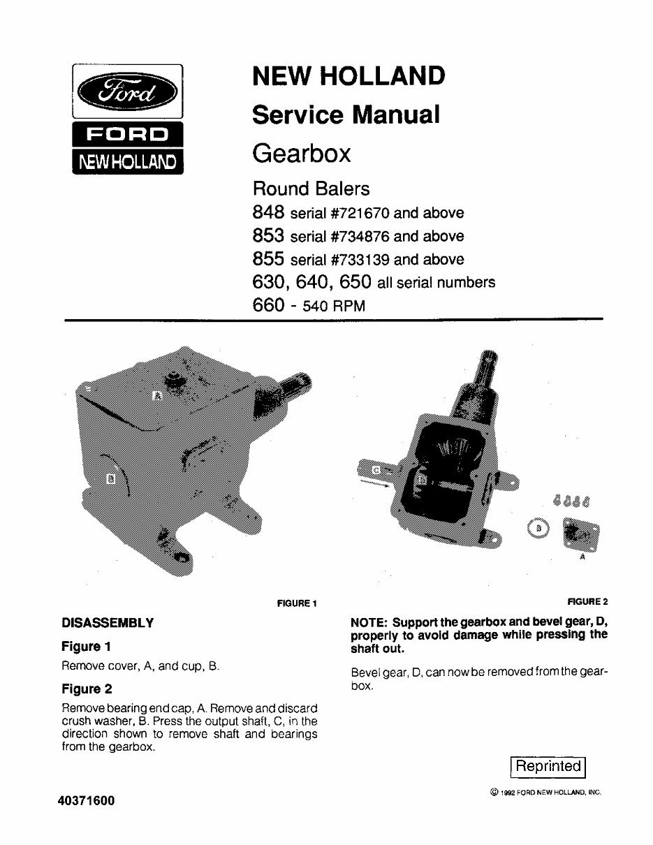 New Holland 848, 853, 855 Service Manual preview img 1