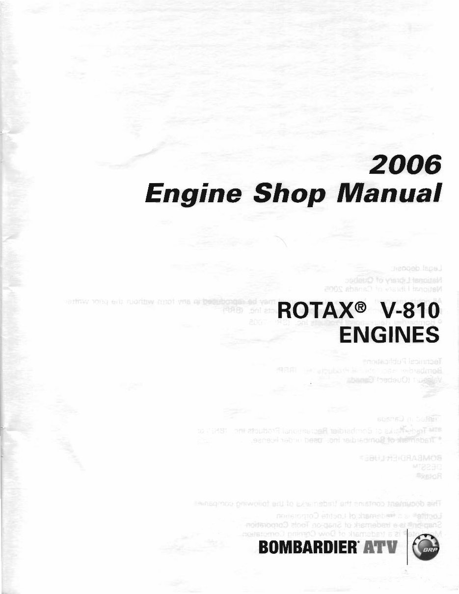 BOMBARDIER ROTAX 800 V 810 ATV Engine Service Repair Manual preview img 2