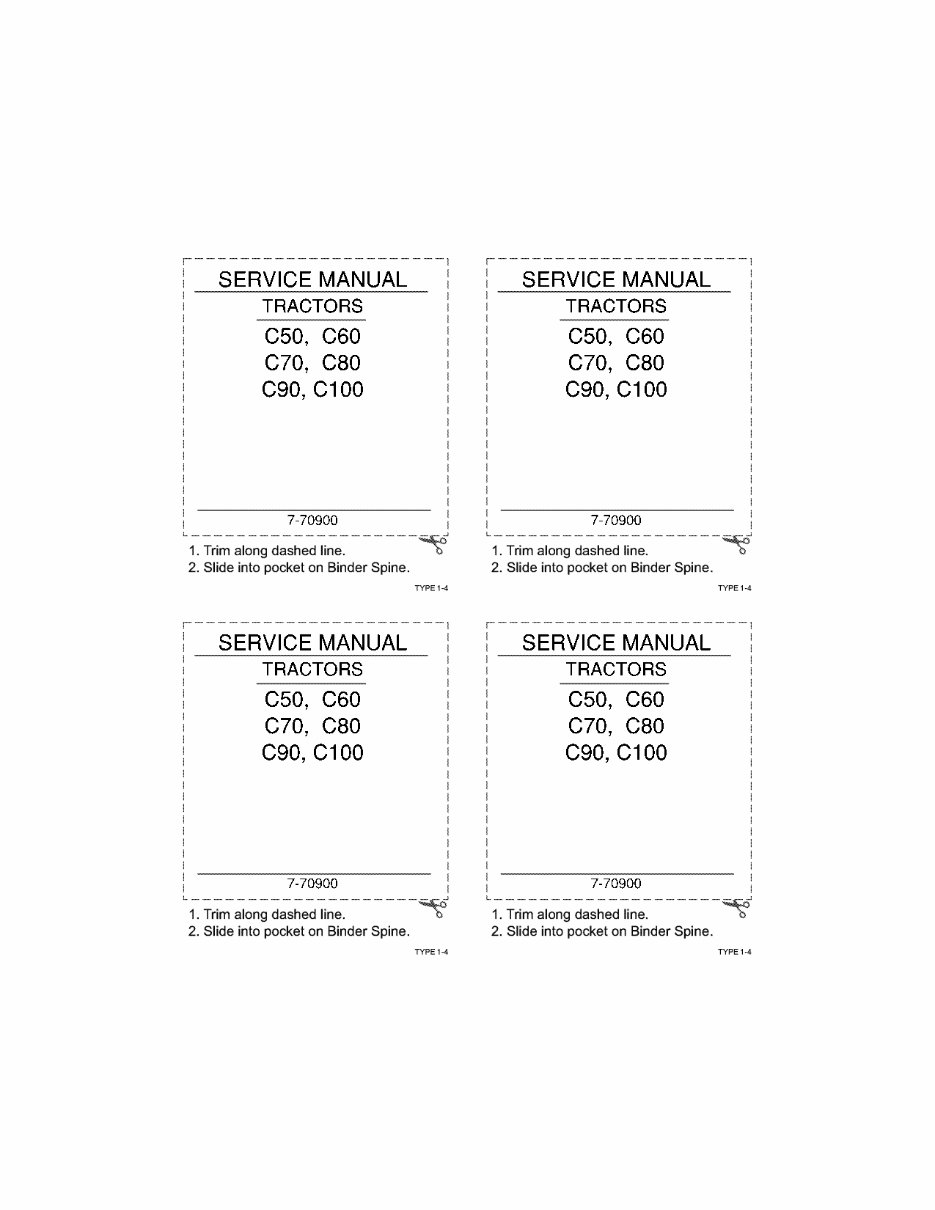 Case IH C50/C60/C70/C80/C90/C100 Tractors OEM Service & Repair Manual preview img 1