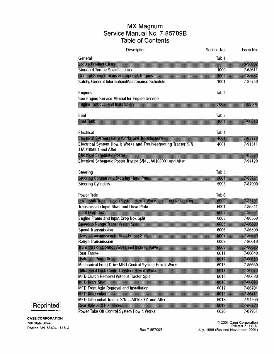 Case IH MX180/MX200/MX220/MX240/MX270 Tractors OEM Service & Repair Manual preview img 1