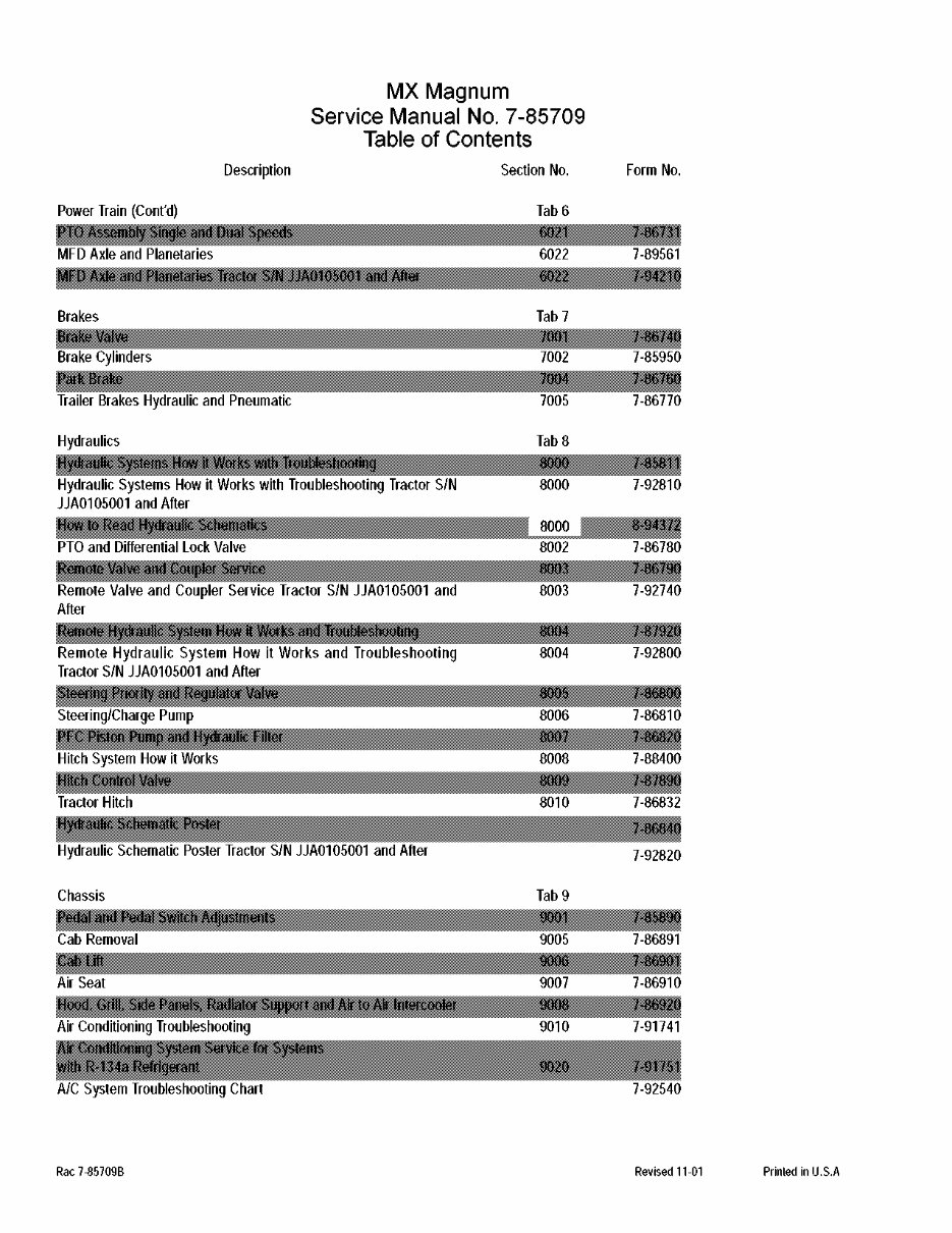 Case IH MX180/MX200/MX220/MX240/MX270 Tractors OEM Service & Repair Manual preview img 2