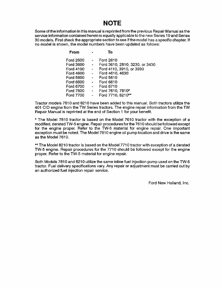 New Holland 3430/3930/4630/5030 Tractors OEM Service & Repair Manual preview img 2