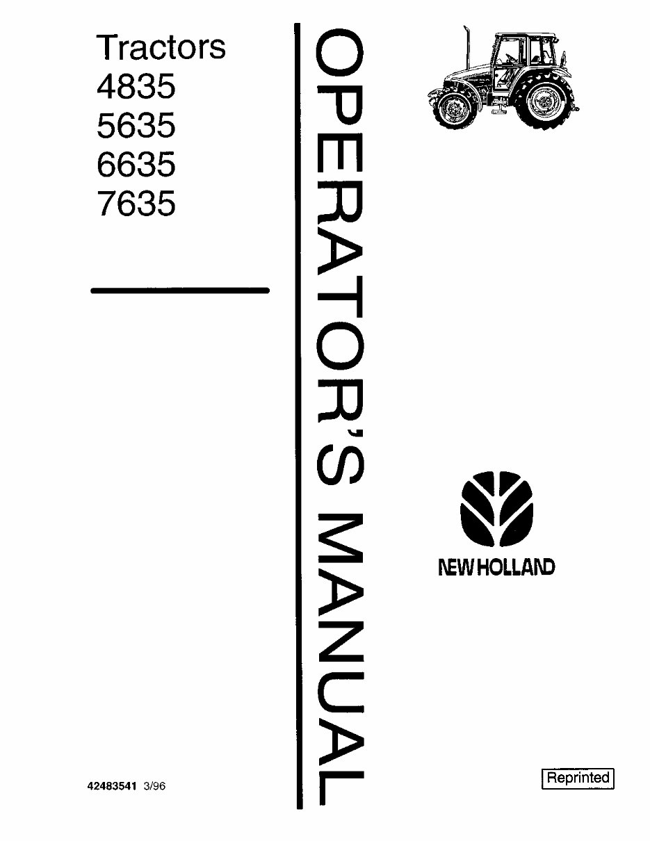 New Holland 4835/5635/6635/7635 Tractors Owners Manual preview img 1