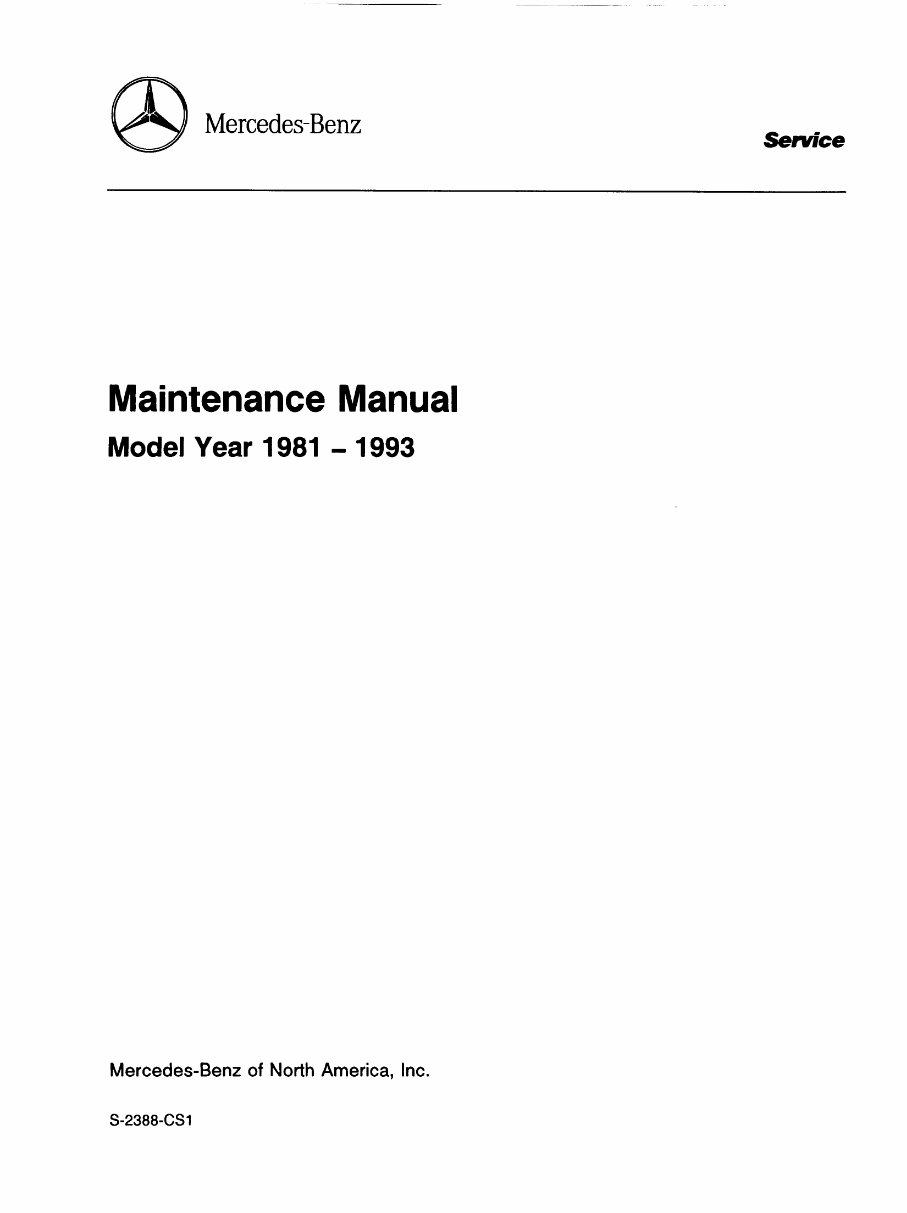 1981-1993 Mercedes-Benz Series 107, 123, 124, 126 Manual preview img 1