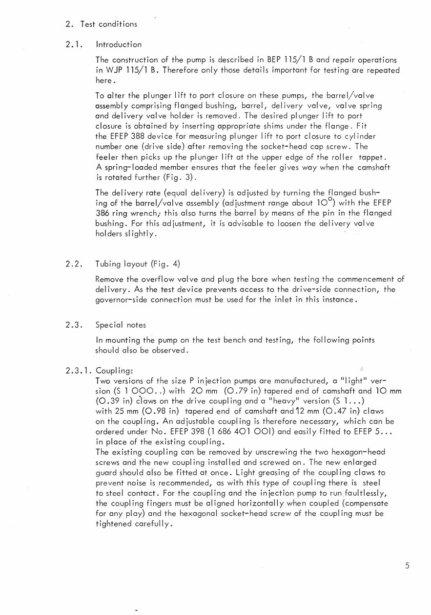 Bosch Type P Testing Fuel Pump Testing manual preview img 5