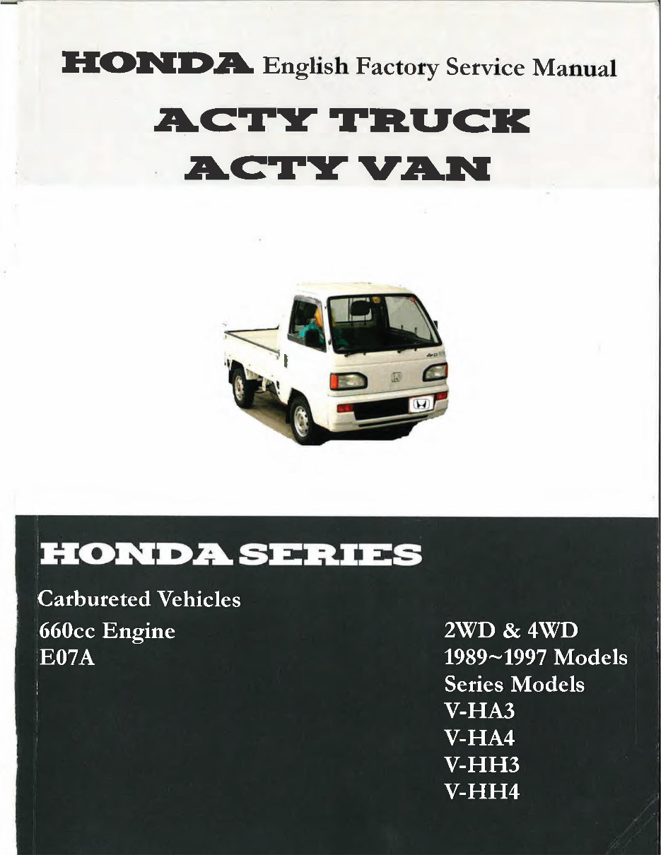 1992 Honda Acty 2WD/4WD OEM Service & Repair Manual preview img 1