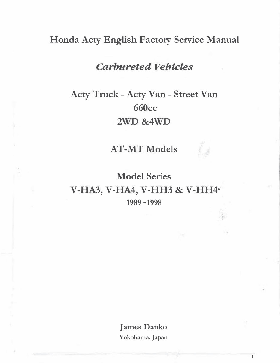 1992 Honda Acty 2WD/4WD OEM Service & Repair Manual preview img 2