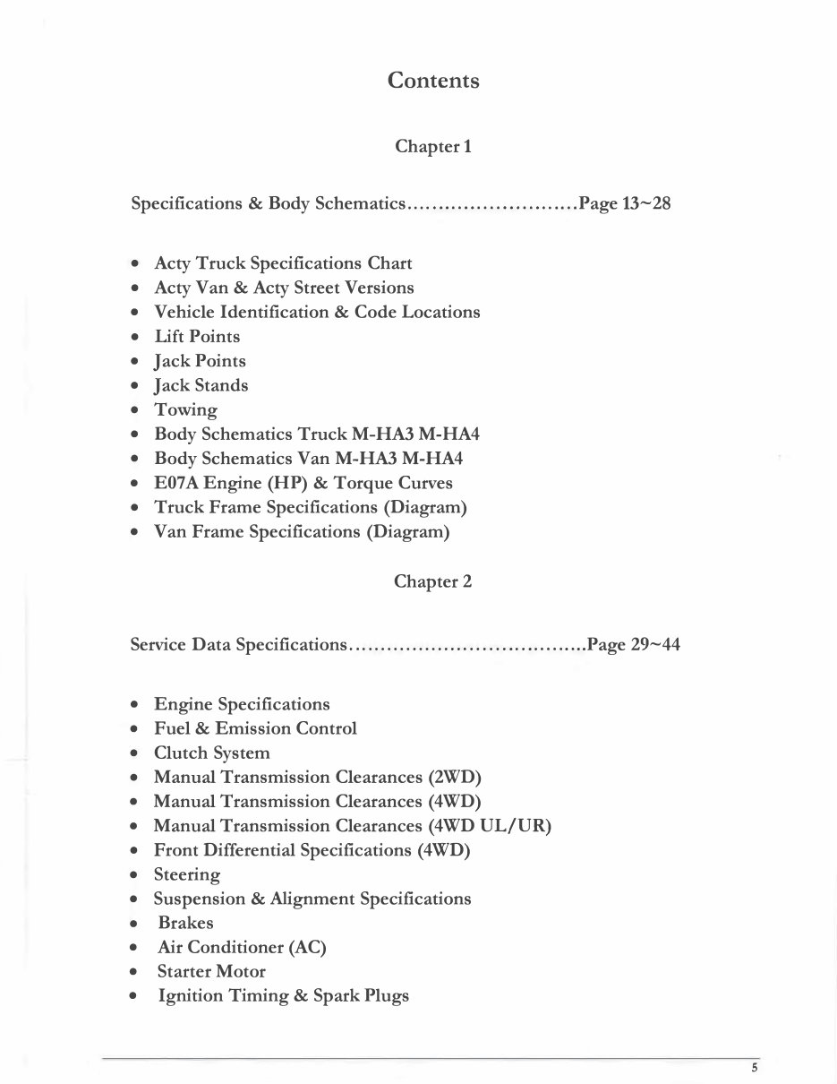 1992 Honda Acty 2WD/4WD OEM Service & Repair Manual preview img 6