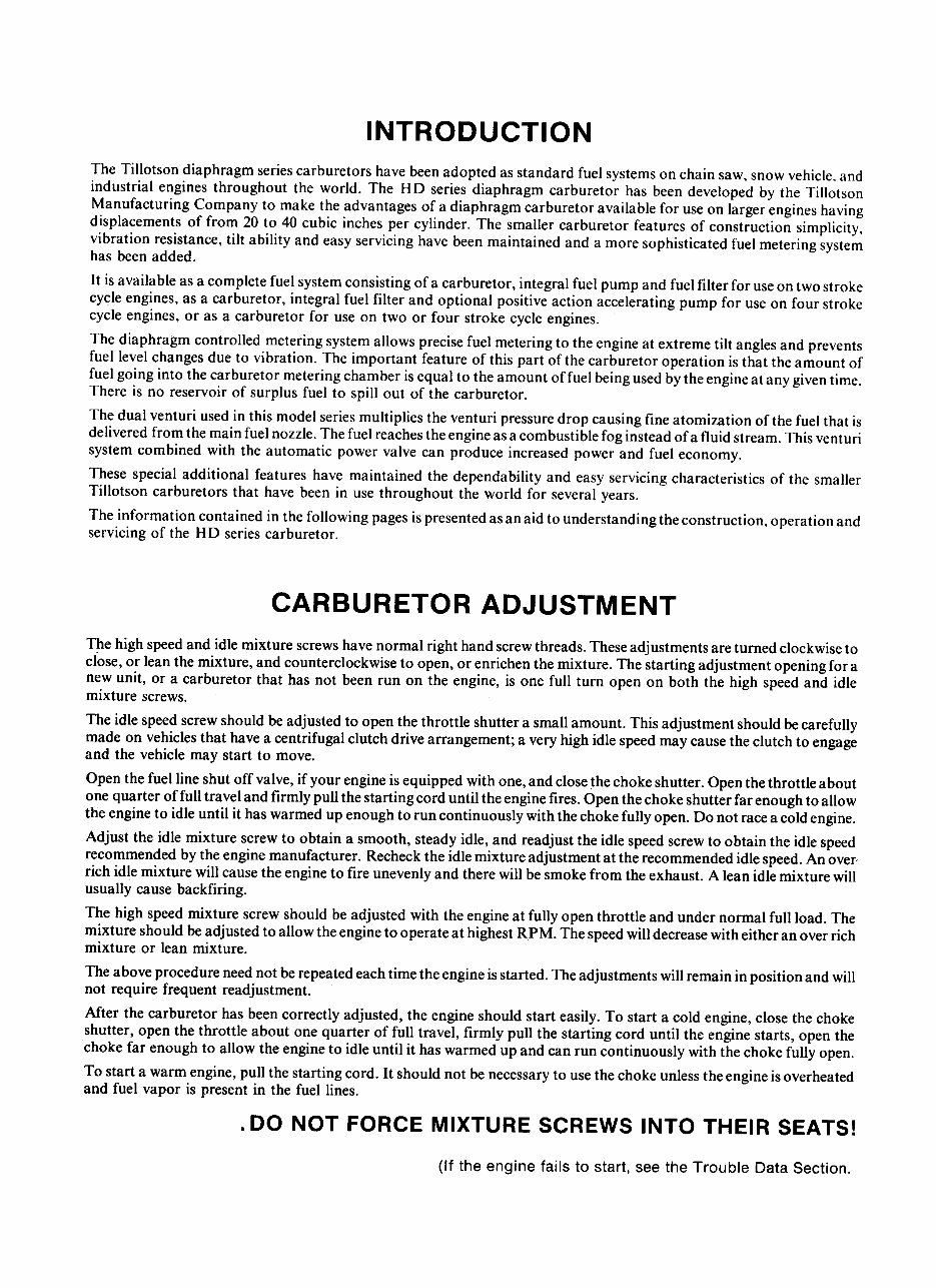 Tillotson HD Series Carburetor Repair Service Manual - preview img 2