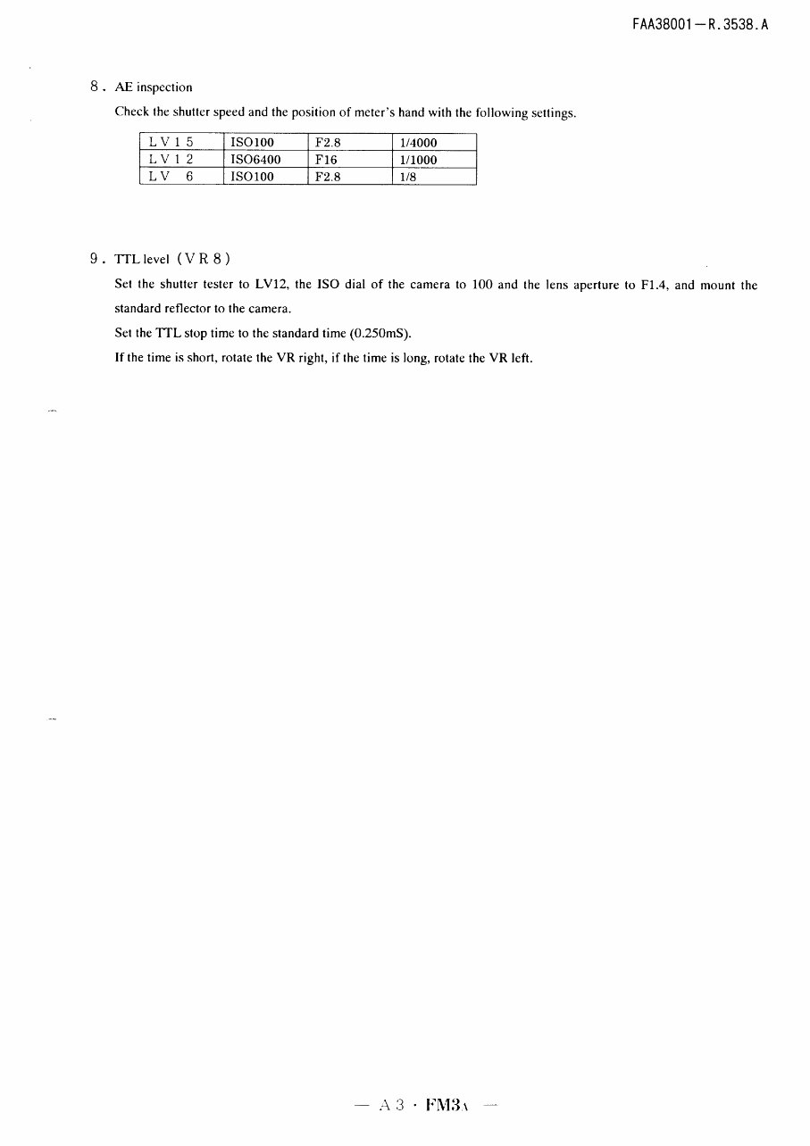 Nikon FM3A Repair Manual & Parts List preview img 5