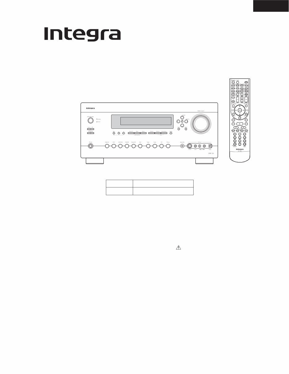 Integra DTR-7.9 Service Manual preview img 1