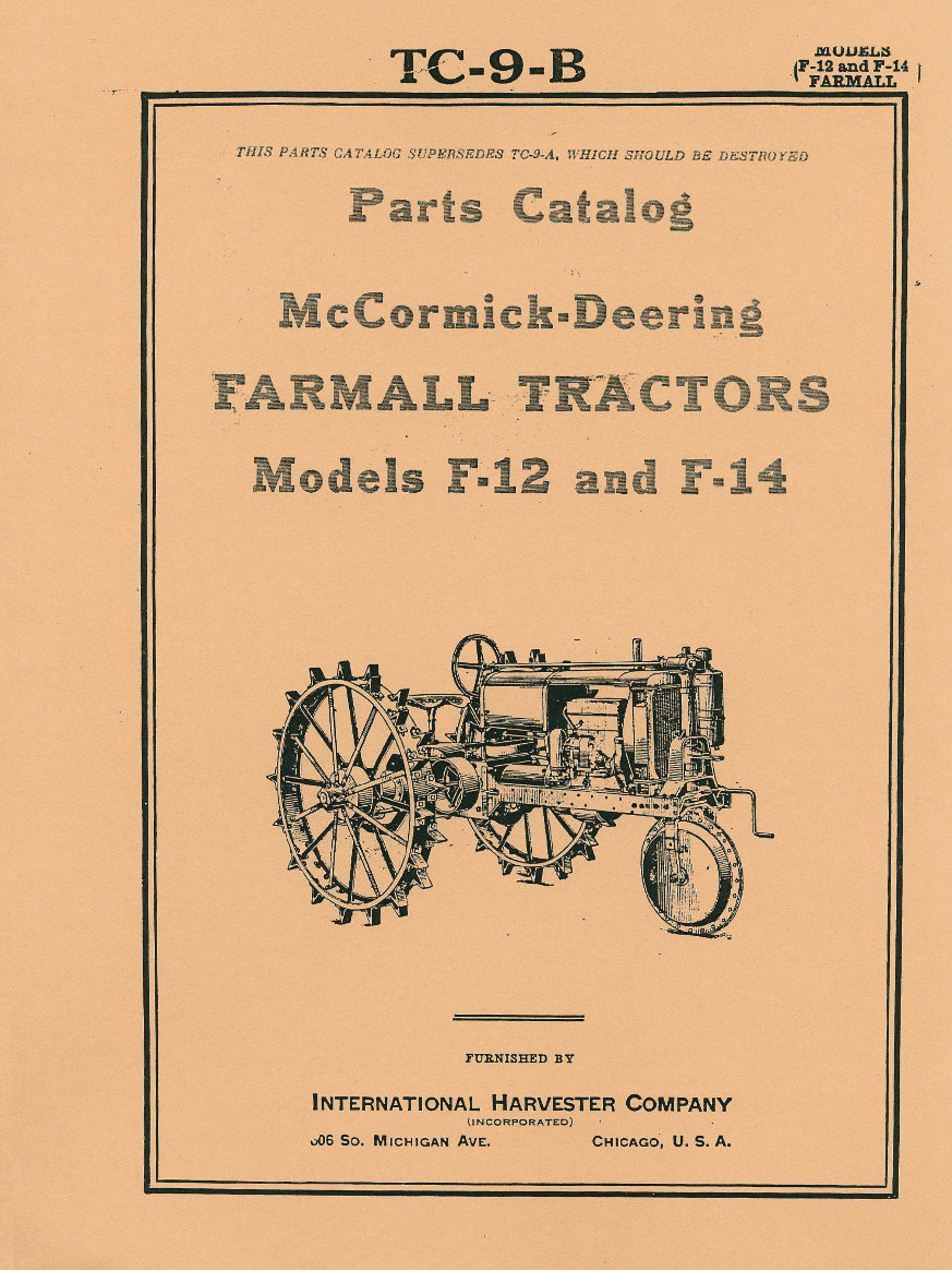 Farmall F12, F14 Parts TB-9 Catalog Manual McCormick Deering preview img 2