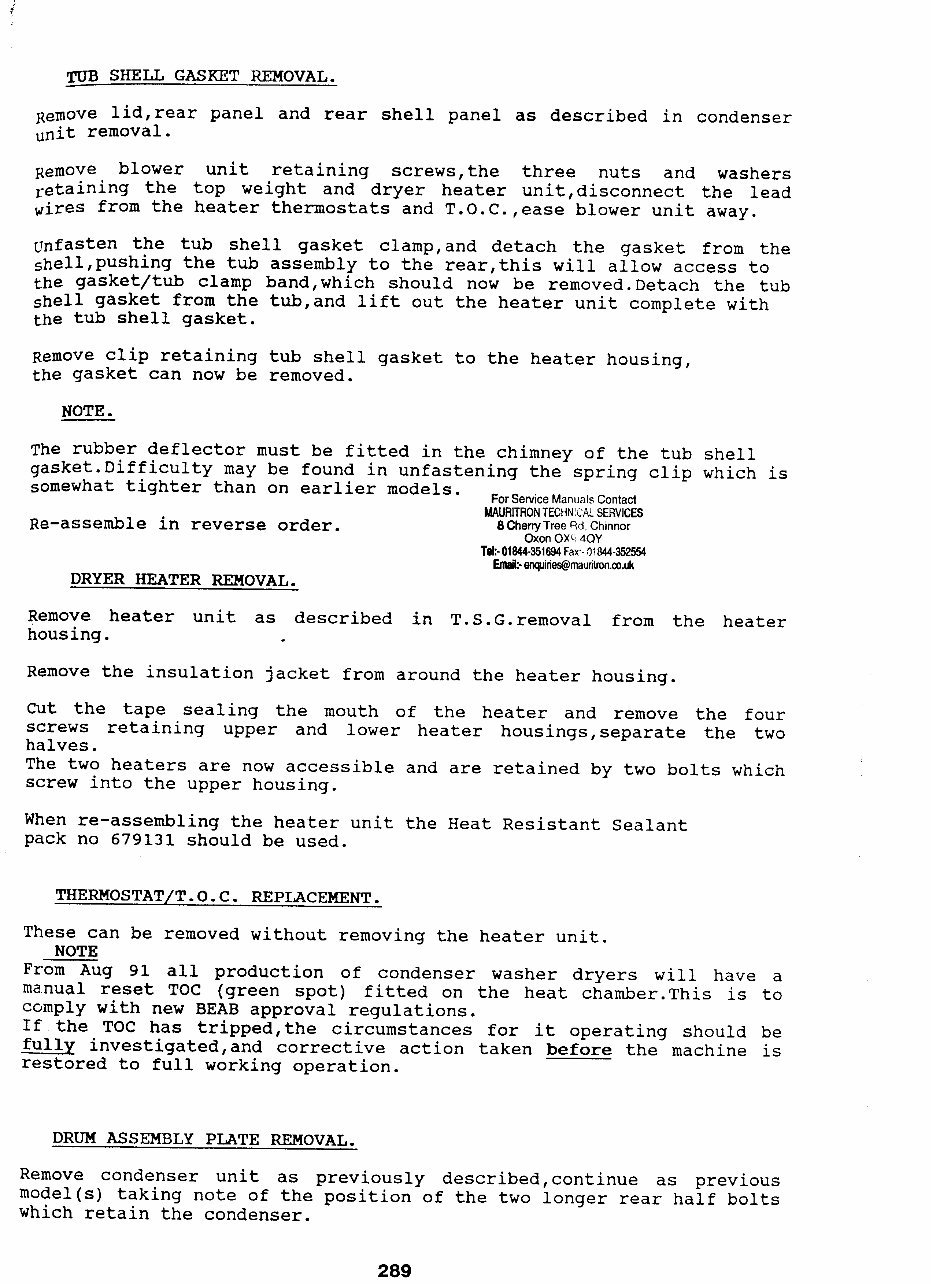 Service Manual HOOVER A8532-8598 CONDENSER WASHER DRYER preview img 5